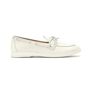 Men's White Pebbled Leather Barca Yacht Loafer From Del Toro Shoes
