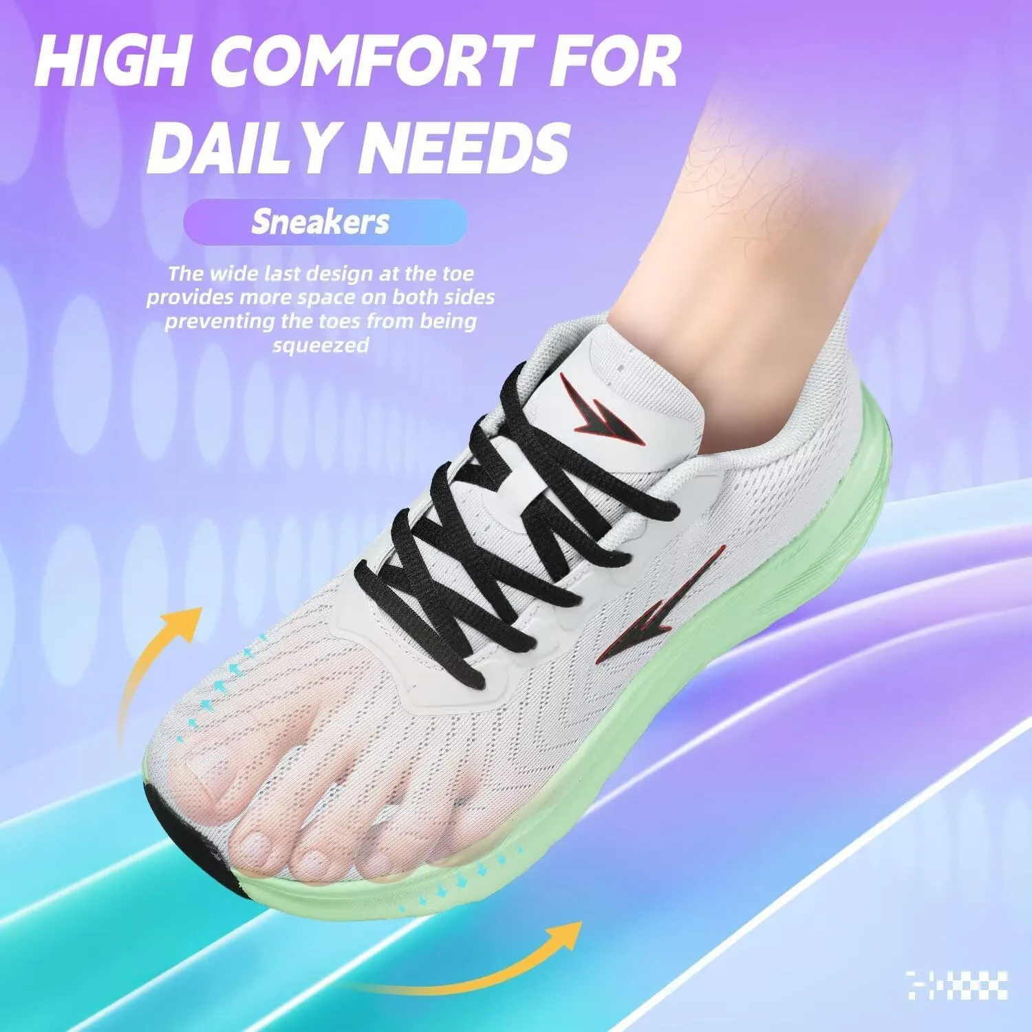 Men's Wide Toe Walking Shoes Casual Trail Running Sneakers Cross-Trainer Tennis Non Slip Athletic Gym Workout Soft Sole