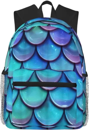 Mermaid Teal Fish Scale Print Lightweight And Comfortable Duffel Bag, Casual Daypack, Multipurpose Backpack