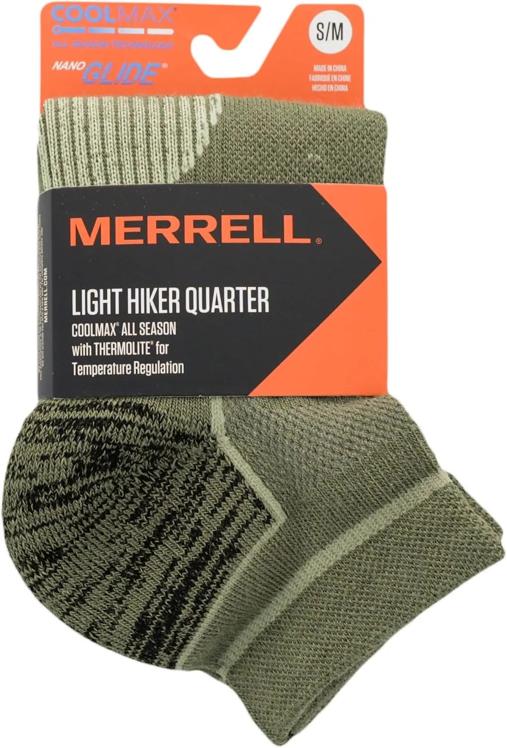 Merrell unisex-adult Lightweight Day Hiker Ankle Socks Unisex Coolmax Wool Blend and Zoned Cushion