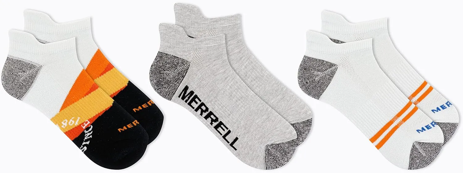 Merrell Unisex-Adult Recycled Everyday Half Cushion Low Cut Tab Socks - 3 Pairs - Breathable Hiking
