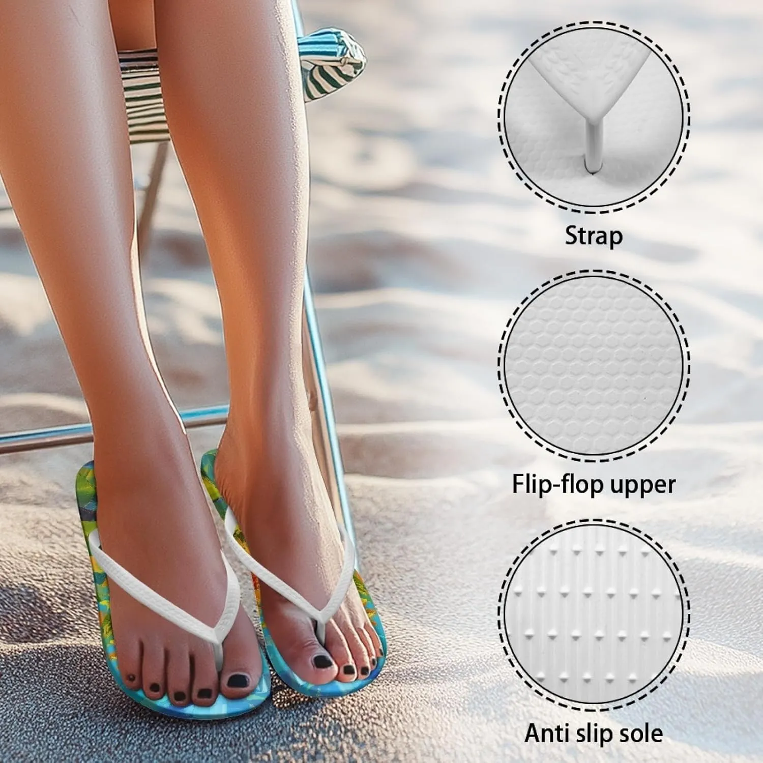 Micoklinlin Flip Flops for Women Summer EVA Sandals for Pool Beach Slip On Gym Bathroom Shower Shoes Walking Slipper Shoes