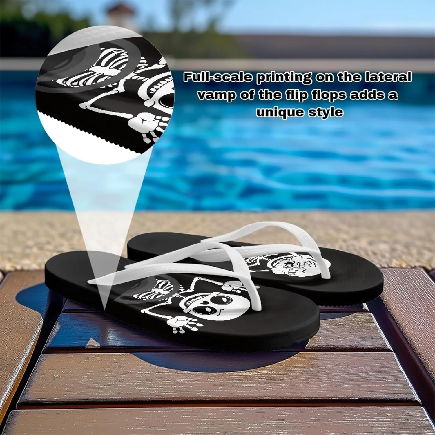 Micoklinlin Womens Flip Flops with Artistic Prints EVA Soft Shower Flat Sandals Summer Bathroom Beach Pool Rubber Slippers