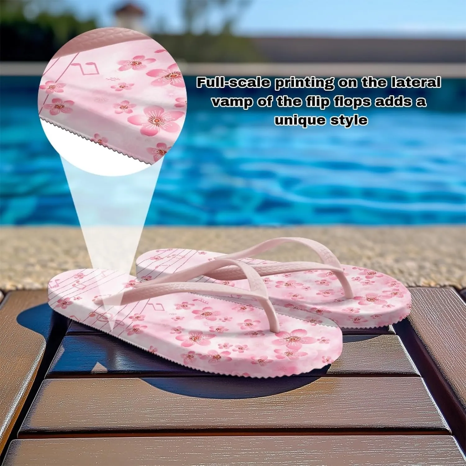 Micoklinlin Womens Flip Flops with Artistic Prints EVA Soft Shower Flat Sandals Summer Bathroom Beach Pool Rubber Slippers