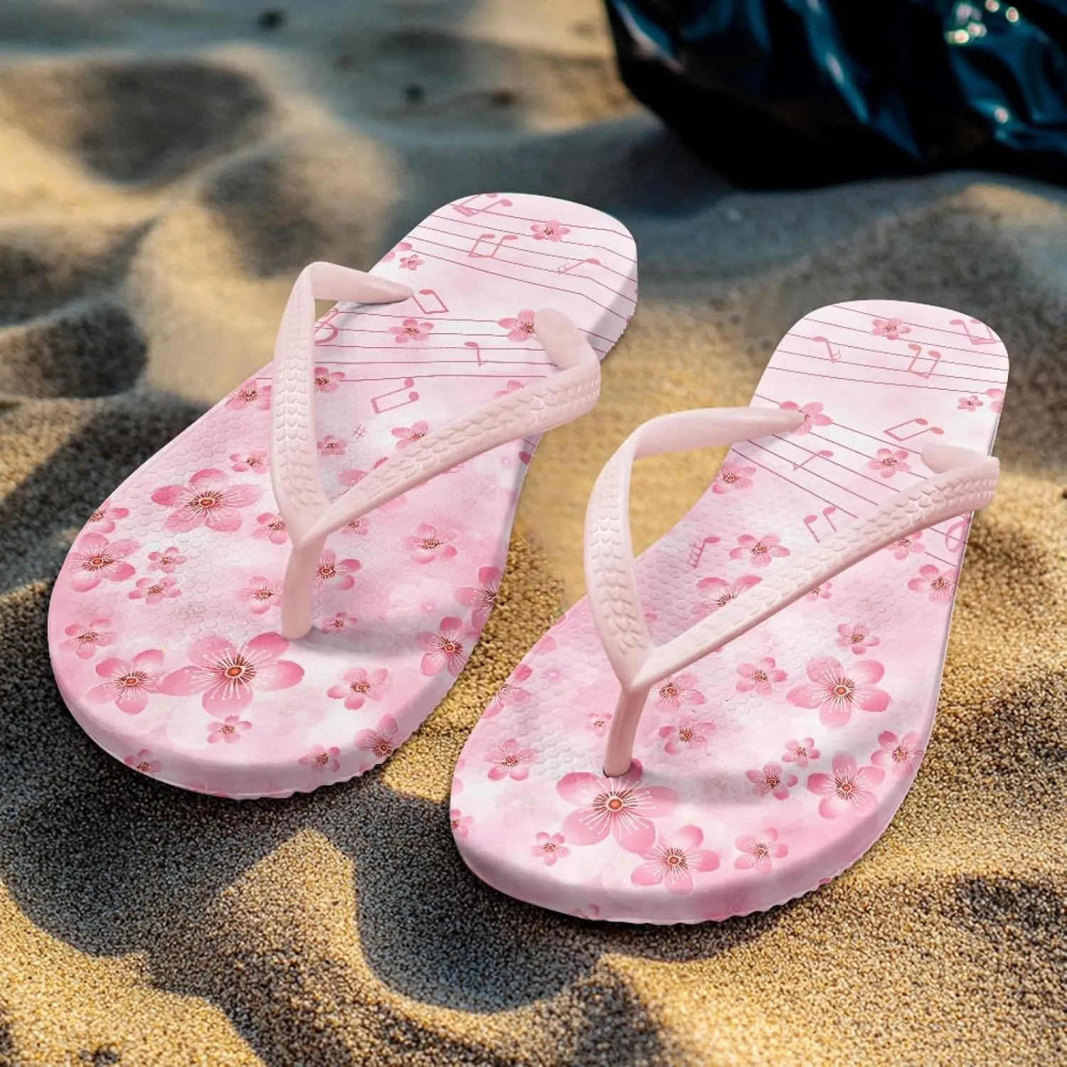Micoklinlin Womens Flip Flops with Artistic Prints EVA Soft Shower Flat Sandals Summer Bathroom Beach Pool Rubber Slippers