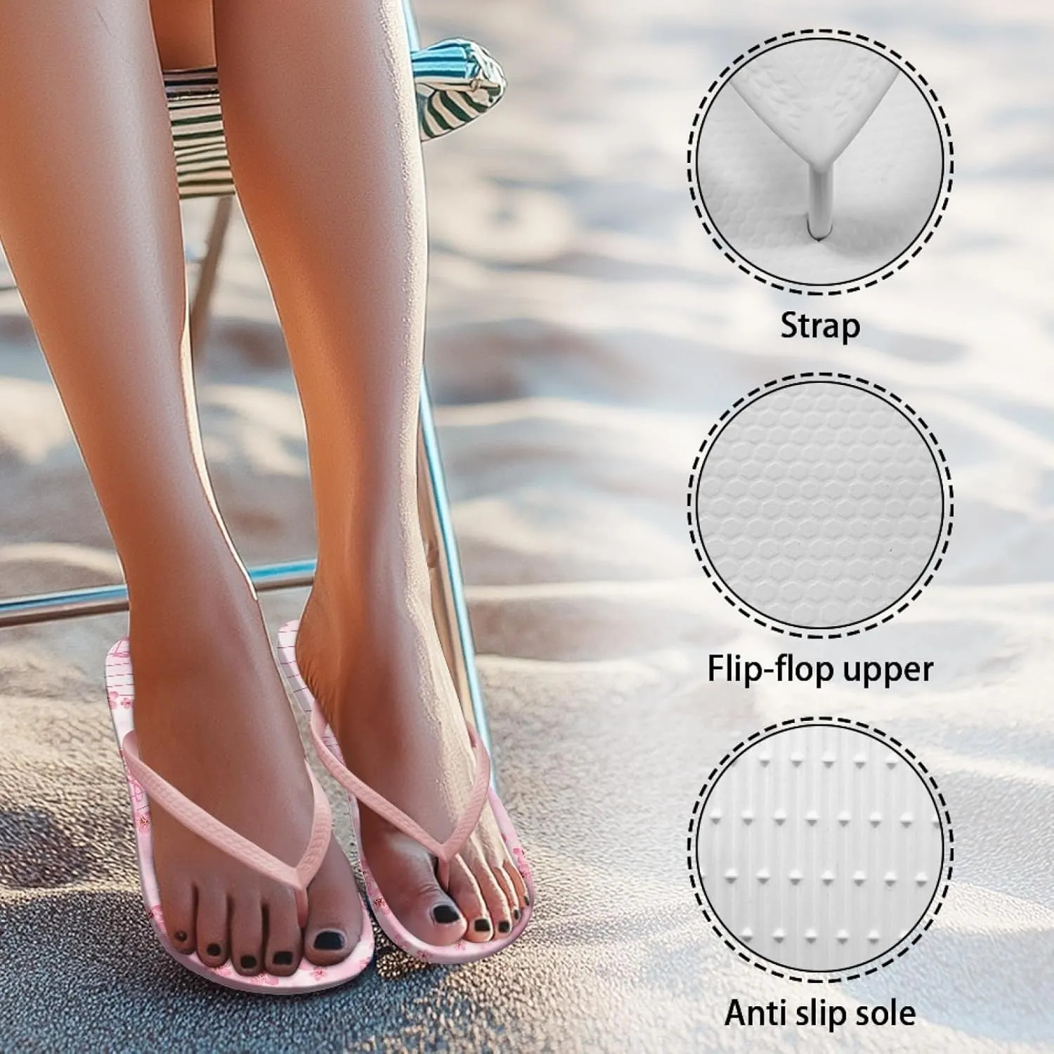Micoklinlin Womens Flip Flops with Artistic Prints EVA Soft Shower Flat Sandals Summer Bathroom Beach Pool Rubber Slippers
