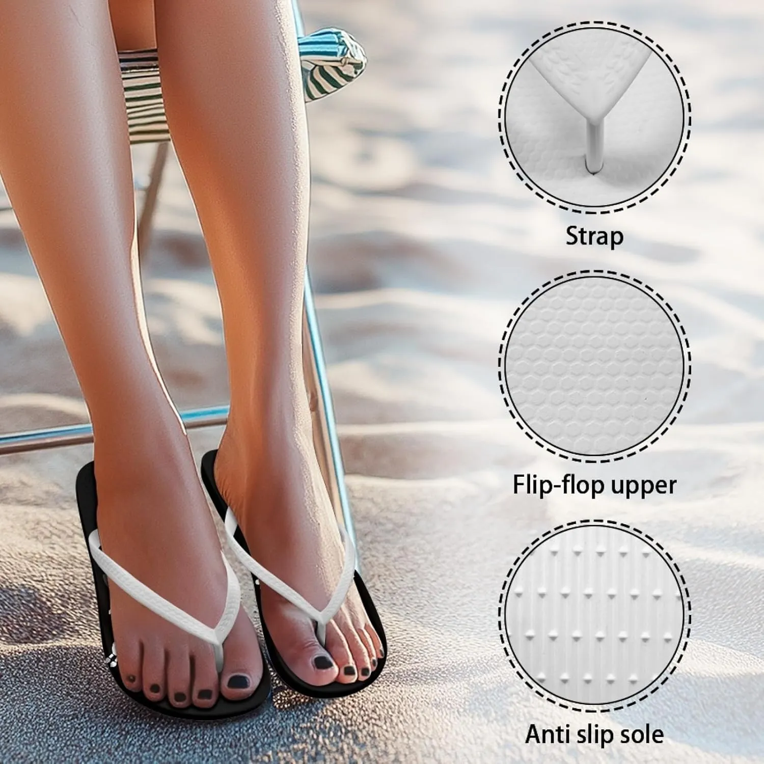Micoklinlin Womens Flip Flops with Artistic Prints EVA Soft Shower Flat Sandals Summer Bathroom Beach Pool Rubber Slippers