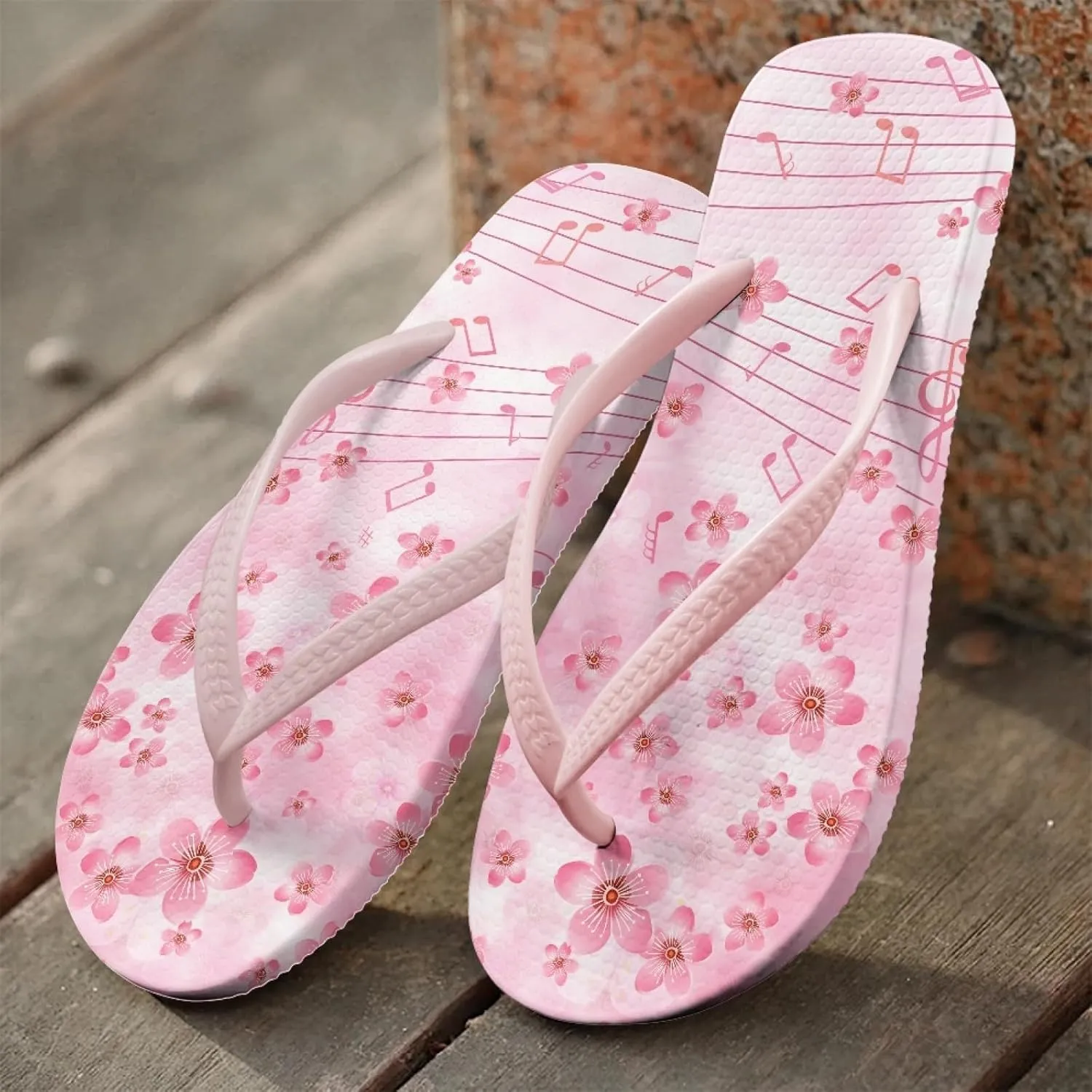 Micoklinlin Womens Flip Flops with Artistic Prints EVA Soft Shower Flat Sandals Summer Bathroom Beach Pool Rubber Slippers