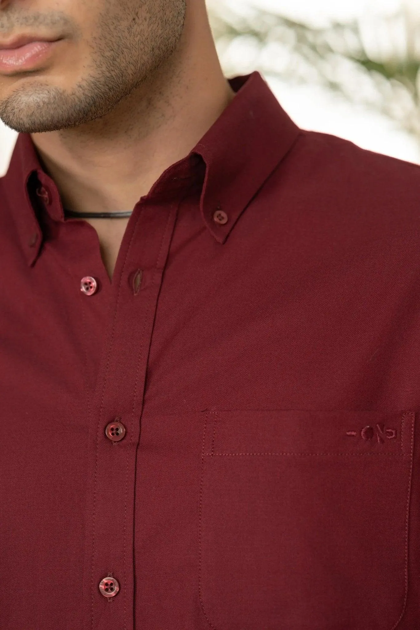 Minus One Men’s Maroon Oxford Organic Cotton Shirt – Regular Fit