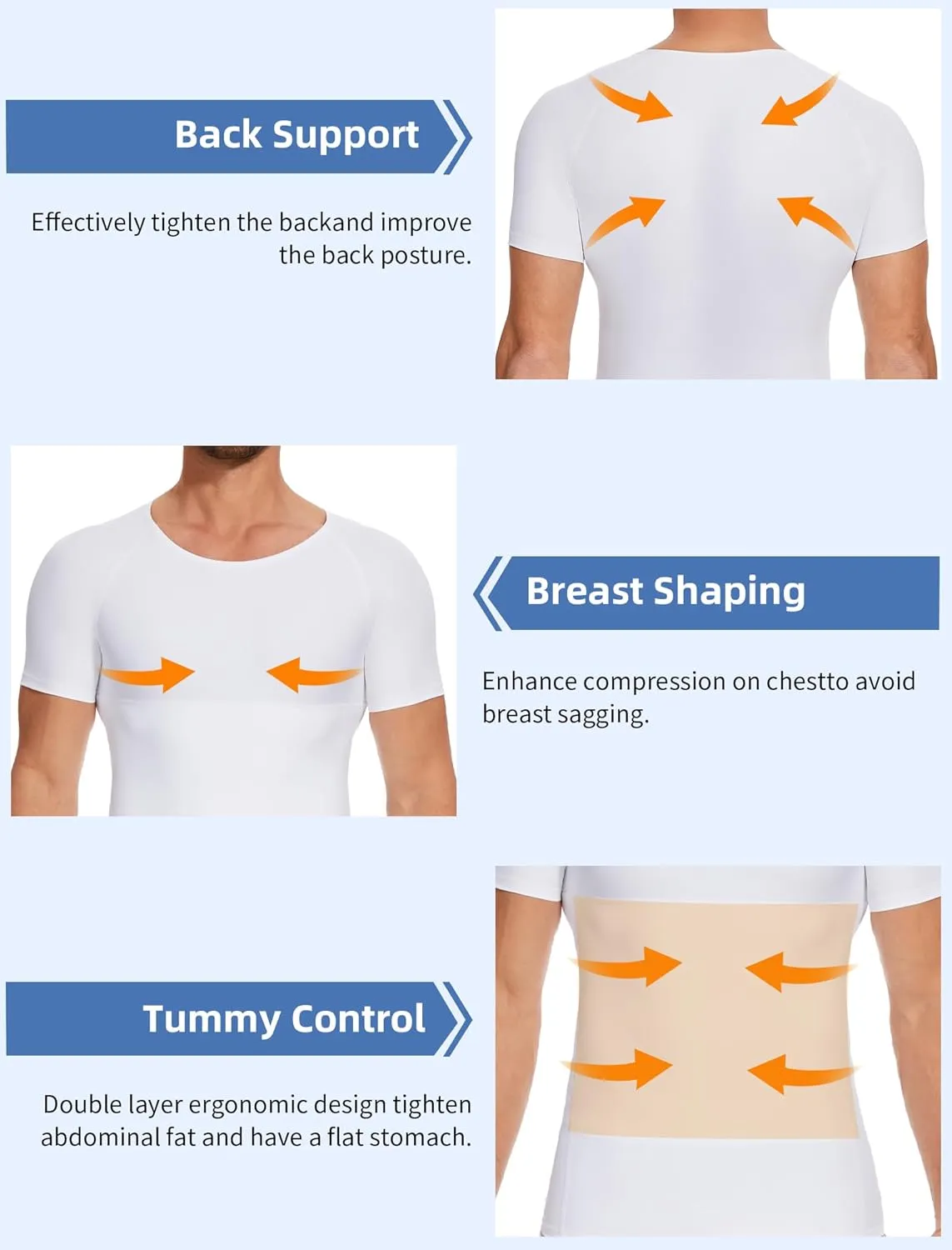 MISS MOLY Compression Shirts for Men Tummy Control Undershirt Gynomastica Slimming Short Sleeve Waist Trainer Shapewear