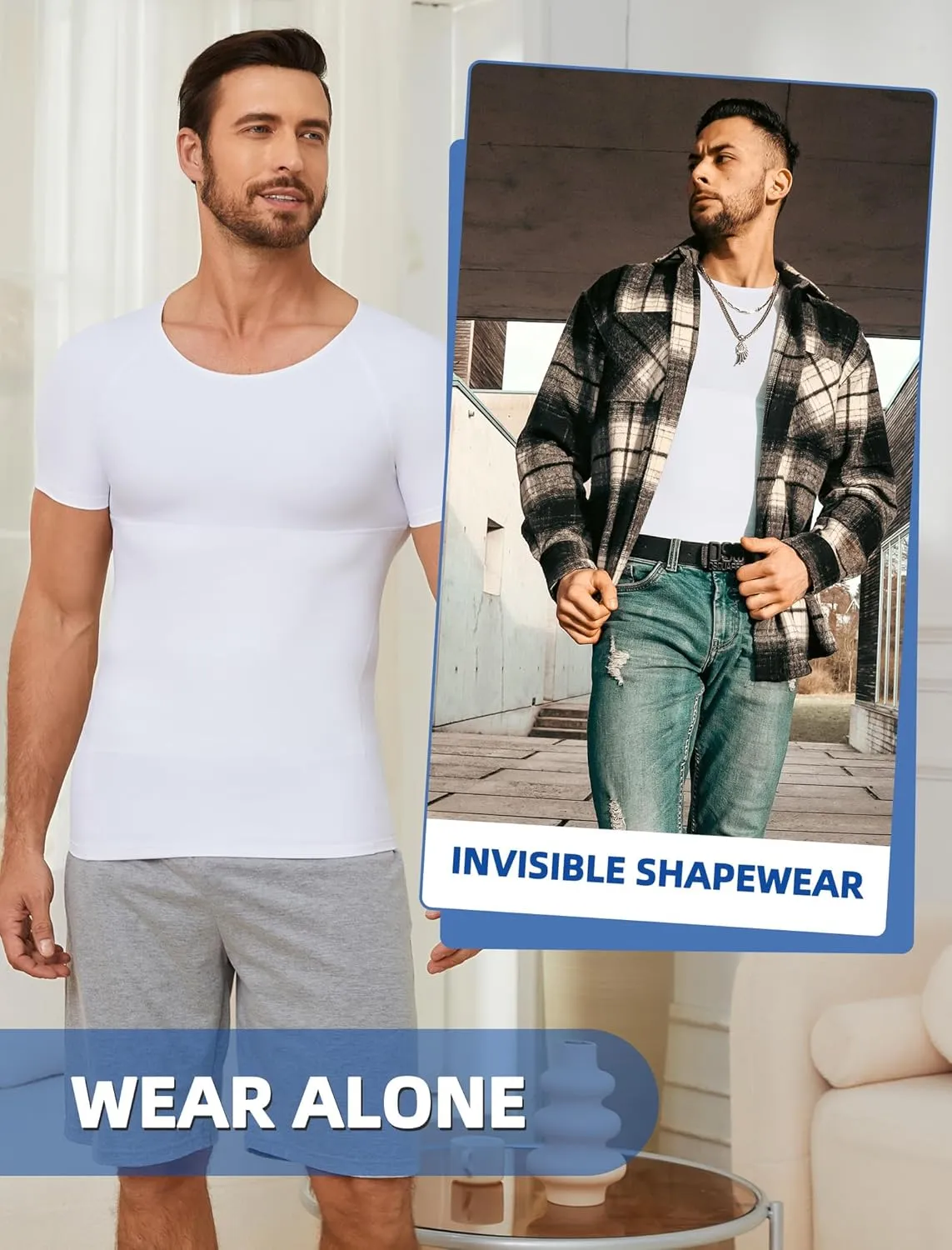 MISS MOLY Compression Shirts for Men Tummy Control Undershirt Gynomastica Slimming Short Sleeve Waist Trainer Shapewear