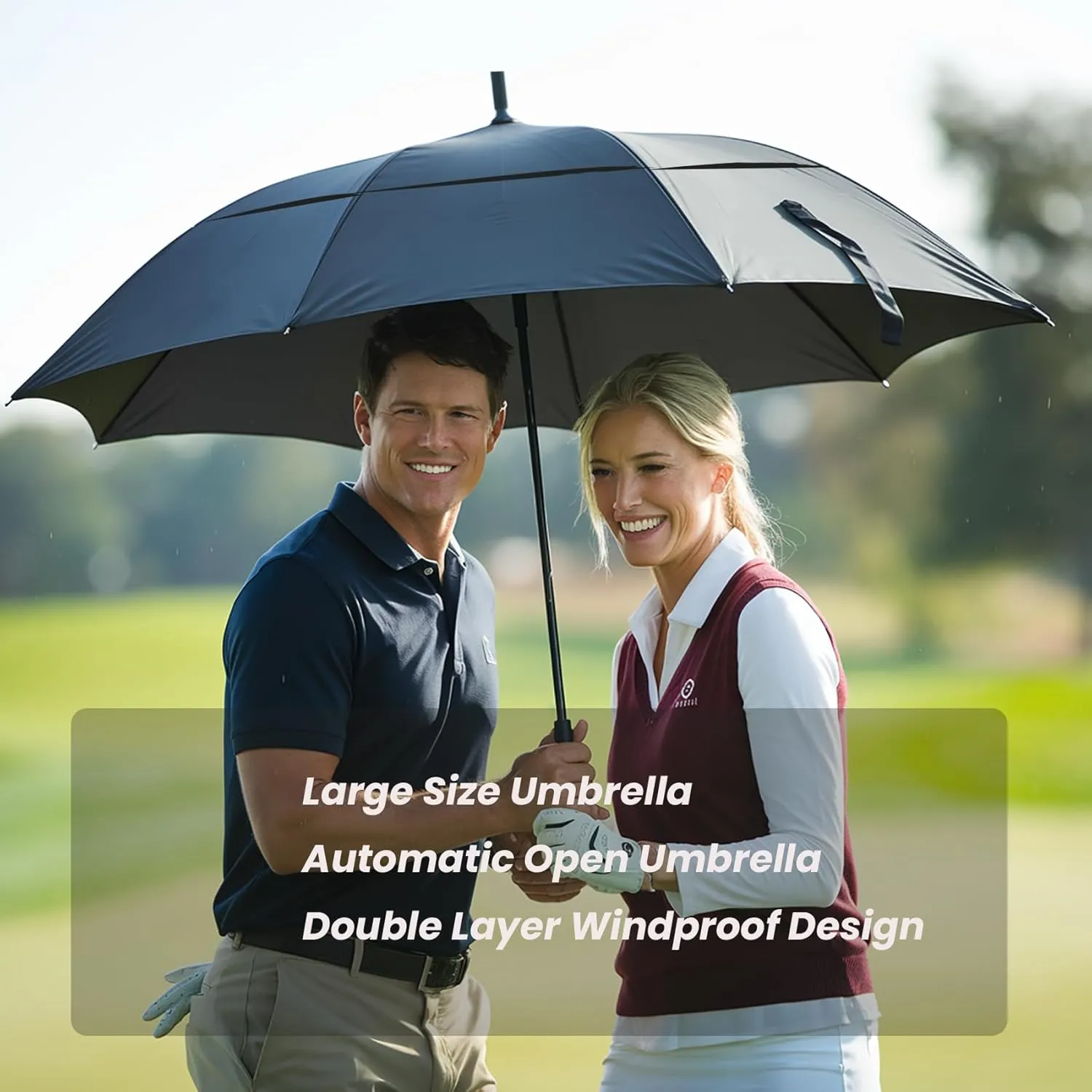 MRTLLOA 54/62/68/72 Inch Automatic Open Golf Umbrella, Extra Large Oversize Double Canopy Vented Windproof Waterproof Stick Umbrellas for Rain
