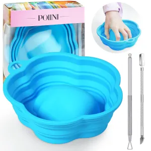 Nail Soaking Bowl Nail Soak Off Gel Nail Polish Remover Dip Powder Remover Dip Powder Nail Kit with Triangle Cuticle Peeler and Stainless Steel Cuticle Pusher Nail Art Tool (BLUE 1 PACKING)