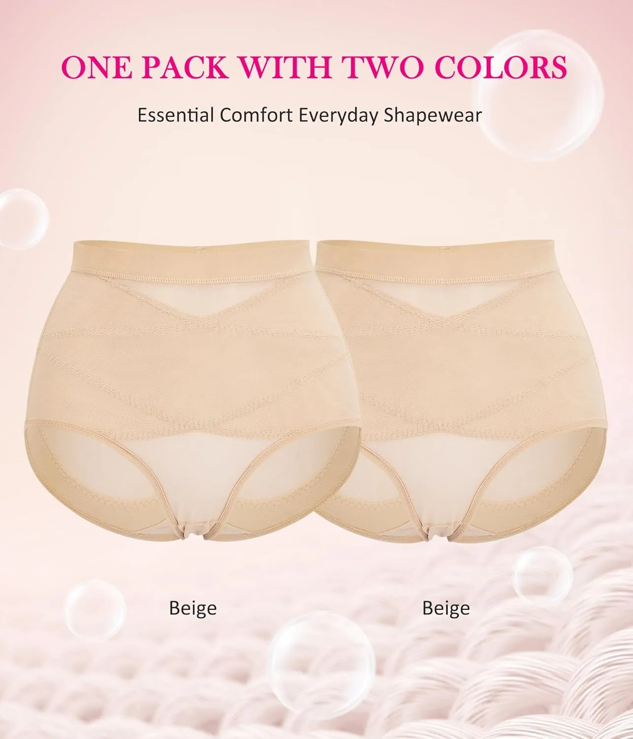 Nebility 2 Piece Tummy Control Shapewear Butt Lifting Underwear for Women Lower Belly Waist Trainer Seamless Faja Body Shaper