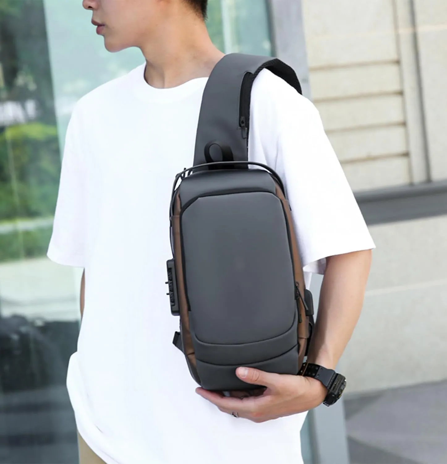 New Carbon Fiber Streamline Anti-Theft Sling Bag, Cangureras Para Hombres, Waterproof Or Daily Trips, Commutes, Sports
