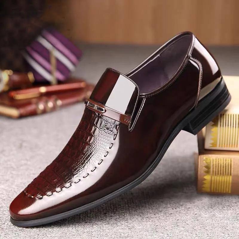 New Men Classic Dress Shoes Crocodile Leather Business Casual Formal Sneakers Plus Size Office Wedding Party Oxford Shoes