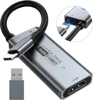 Newhope USB 3.0 Capture Card with 100W PD - HDMI to USB-C Video Capture Card 1080P 60fps & 2K 30fps Video Audio Capture Device for Streaming, Game Recording, Compatible for Quest 3, Switch, PS4/PS5