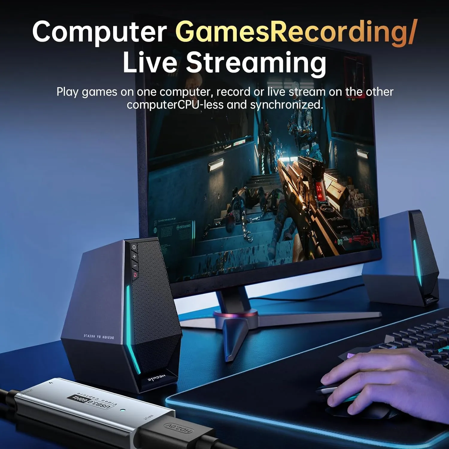 Newhope USB 3.0 Capture Card with 100W PD - HDMI to USB-C Video Capture Card 1080P 60fps & 2K 30fps Video Audio Capture Device for Streaming, Game Recording, Compatible for Quest 3, Switch, PS4/PS5