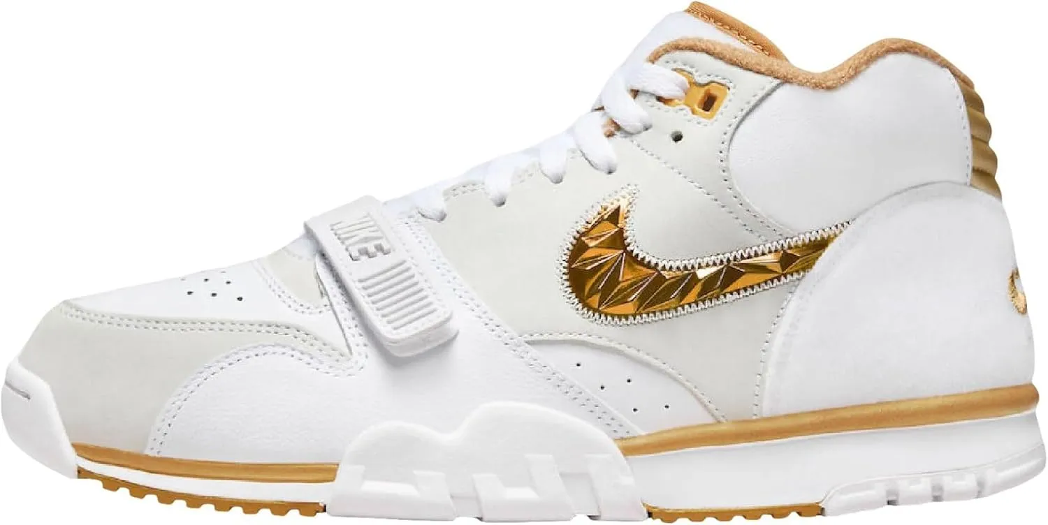 Nike Air Trainer 1 "College Football Playoff Men's Shoes (FJ6196-100, White/White/Metallic Gold/Gold Leaf) Size 12