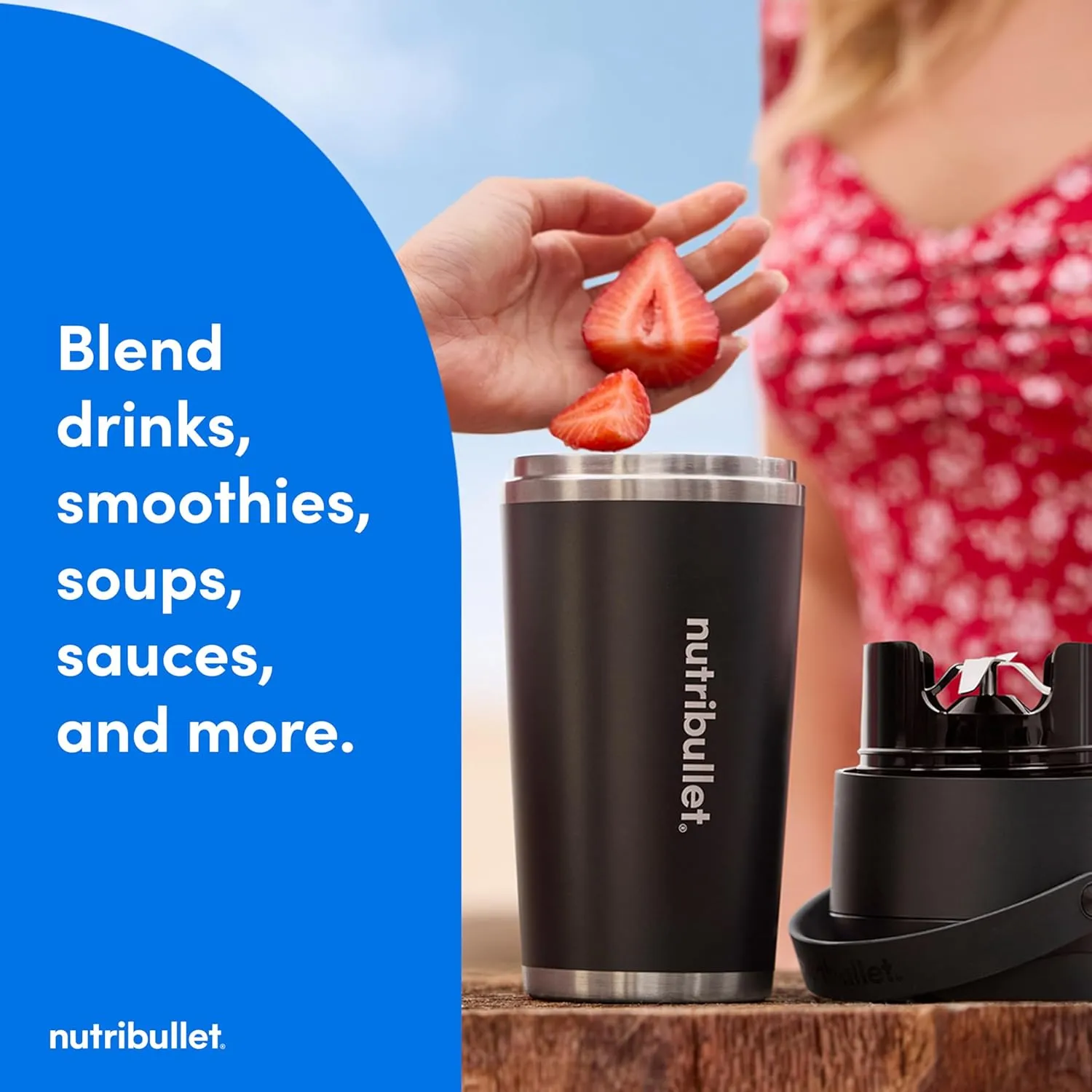 nutribullet Flip Portable Blender with Insulated Cup, Cordless, Black, NBPB50350AK