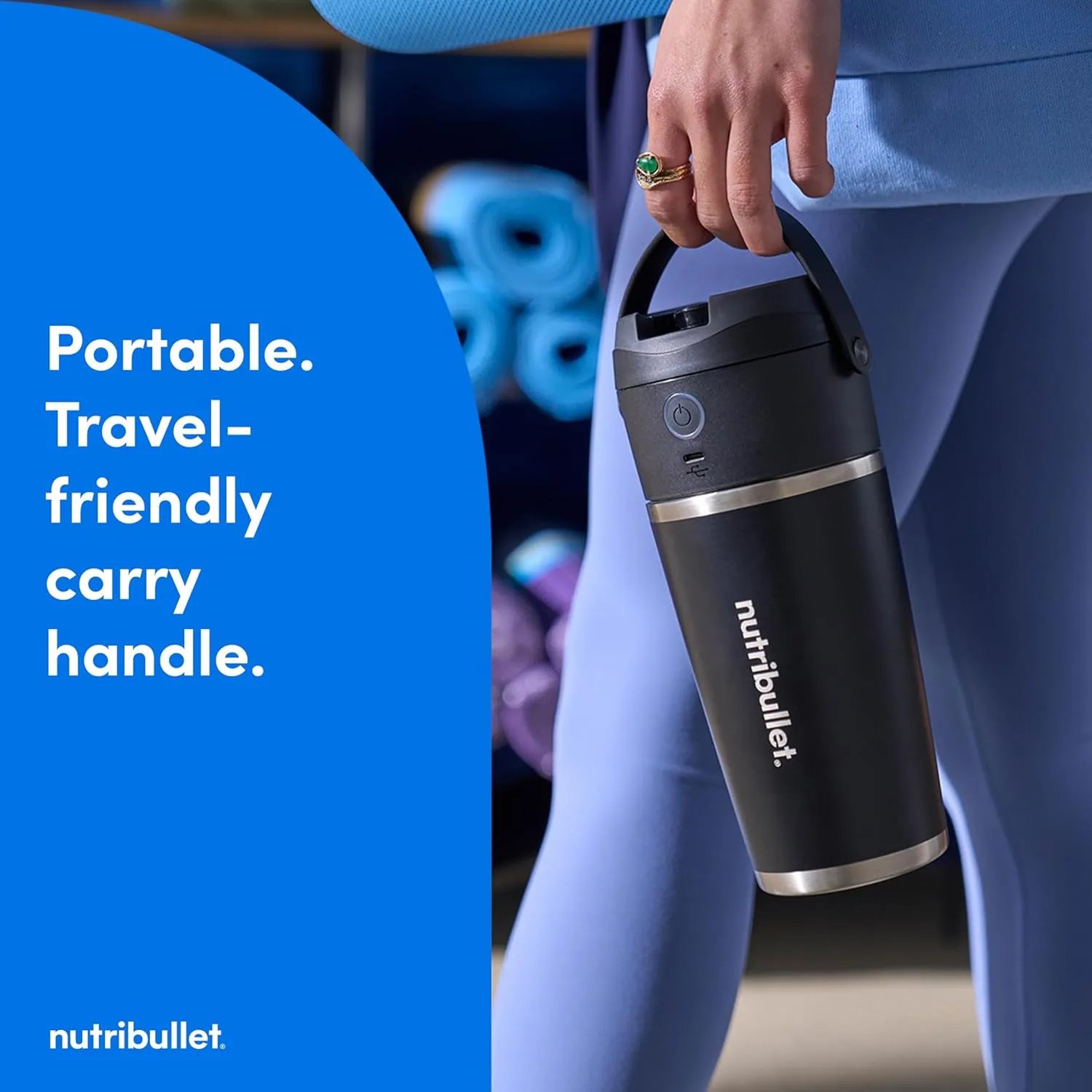 nutribullet Flip Portable Blender with Insulated Cup, Cordless, Black, NBPB50350AK