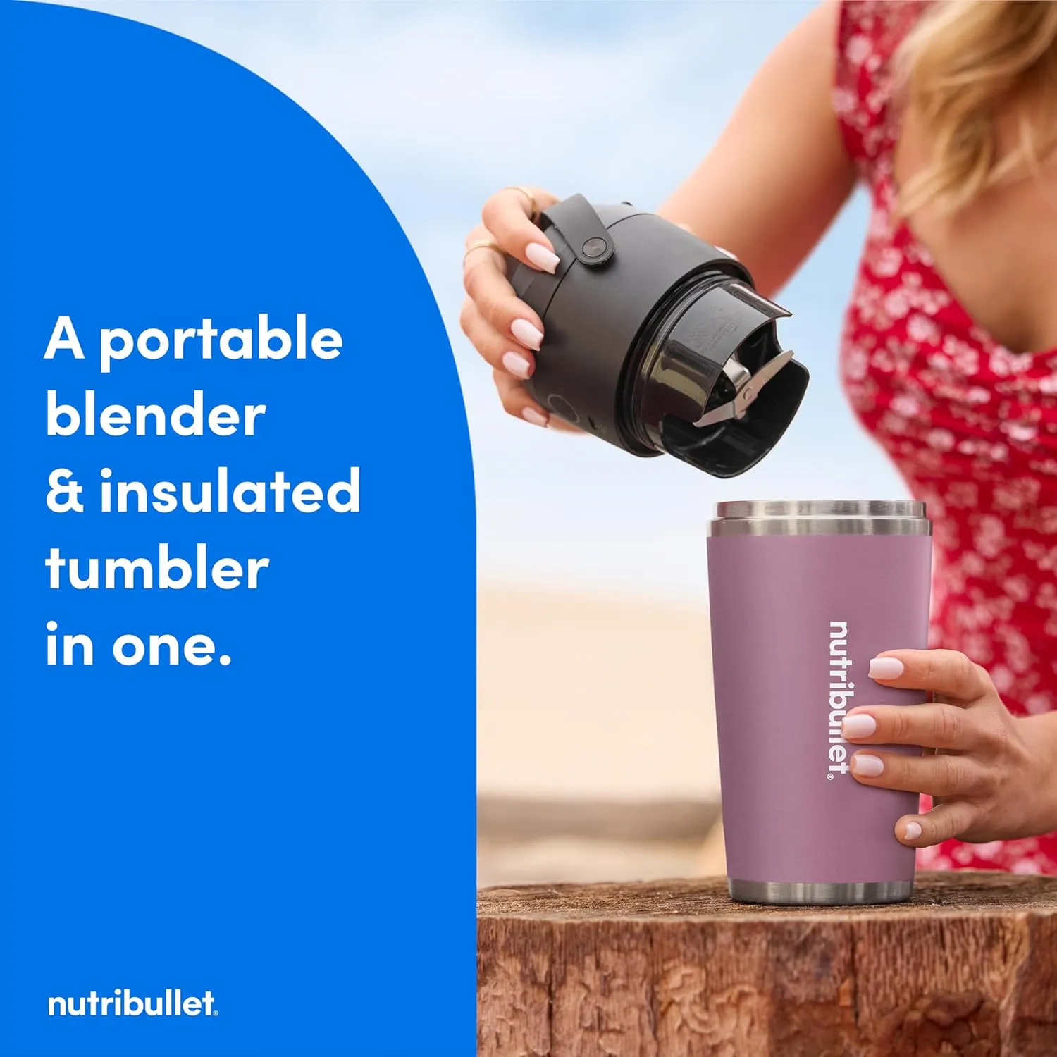nutribullet Flip Portable Blender with Insulated Cup, Lavender, NBPB50350LAV