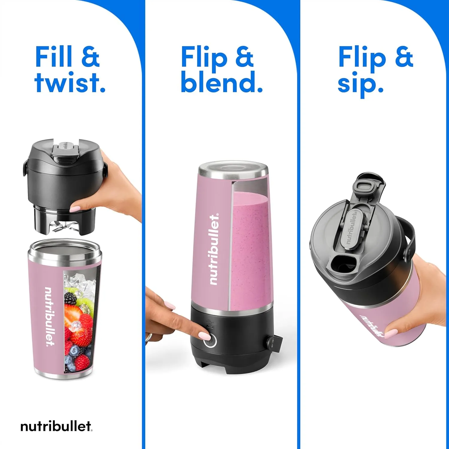 nutribullet Flip Portable Blender with Insulated Cup, Lavender, NBPB50350LAV