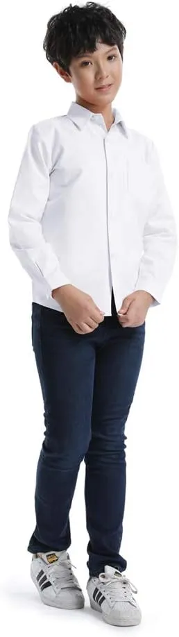 OCHENTA Little Big Boys' & Men's Long Sleeve Button Down Oxford Casual Dress Shirt