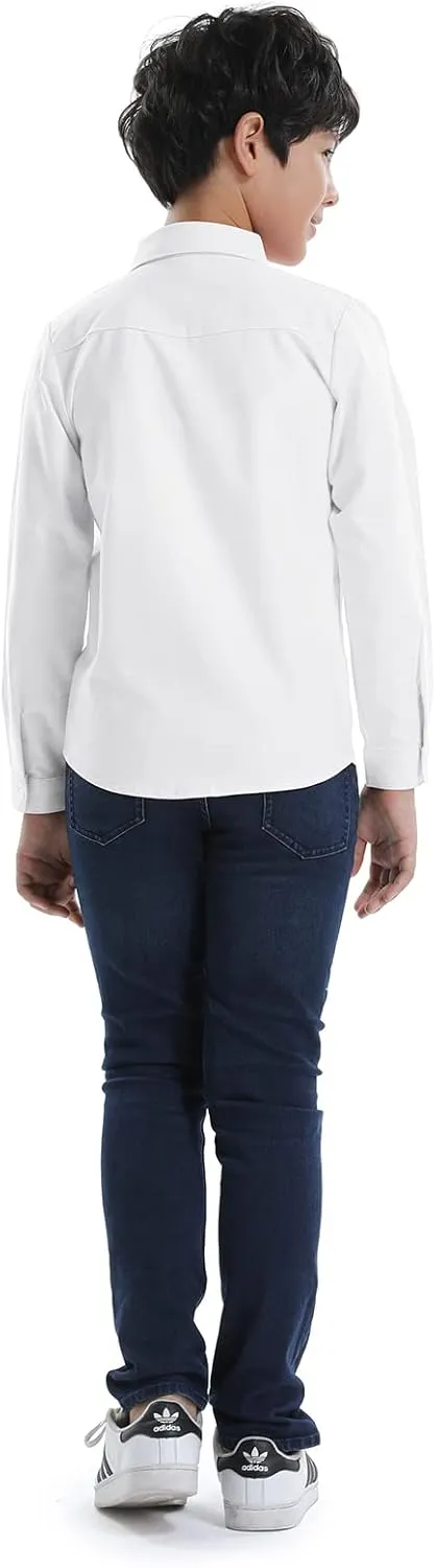OCHENTA Little Big Boys' & Men's Long Sleeve Button Down Oxford Casual Dress Shirt