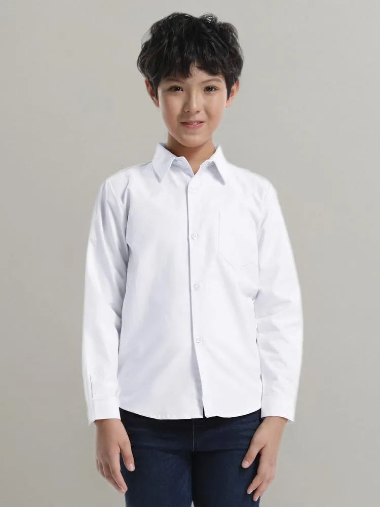 OCHENTA Little Big Boys' & Men's Long Sleeve Button Down Oxford Casual Dress Shirt