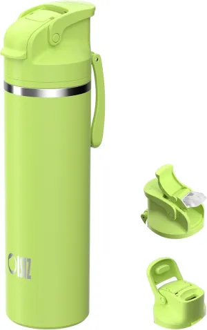OISIZ Insulated Water Bottle 24 oz with 2-in-1 Straw and Swig Lid, Leakproof and BPA Free, Keep Cold 24H, Vacuum Stainless Steel Water Bottle for School, Travel and Sports, All Dishwasher Safe