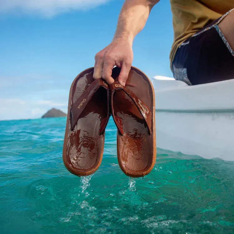 OluKai Men’s Pili Waterproof Leather Sandal - Fox|Fox