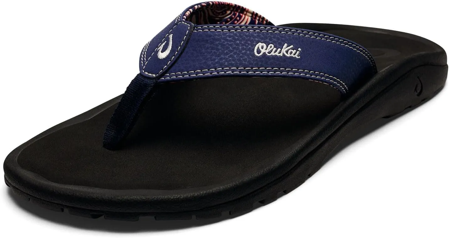 OLUKAI Ohana Men's Beach Sandals, Water Resistant Flip Flops, Arch Support & Comfort Fit, Lightweight & Durable, Enhanced Grip & Traction
