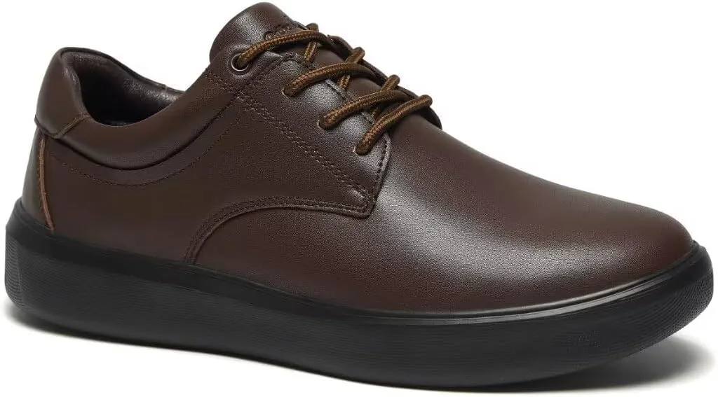 OrthoComfoot Men's Orthopedic Leather Dress Walking Shoes: Comfortable Plantar Fasciitis Sneakers with Arch Support for, Orthotic Casual Business Work Shoes for Foot and Heel Pain Relief