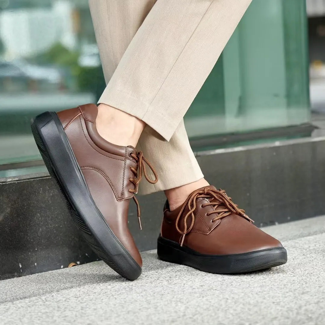 OrthoComfoot Men's Orthopedic Leather Dress Walking Shoes: Comfortable Plantar Fasciitis Sneakers with Arch Support for, Orthotic Casual Business Work Shoes for Foot and Heel Pain Relief
