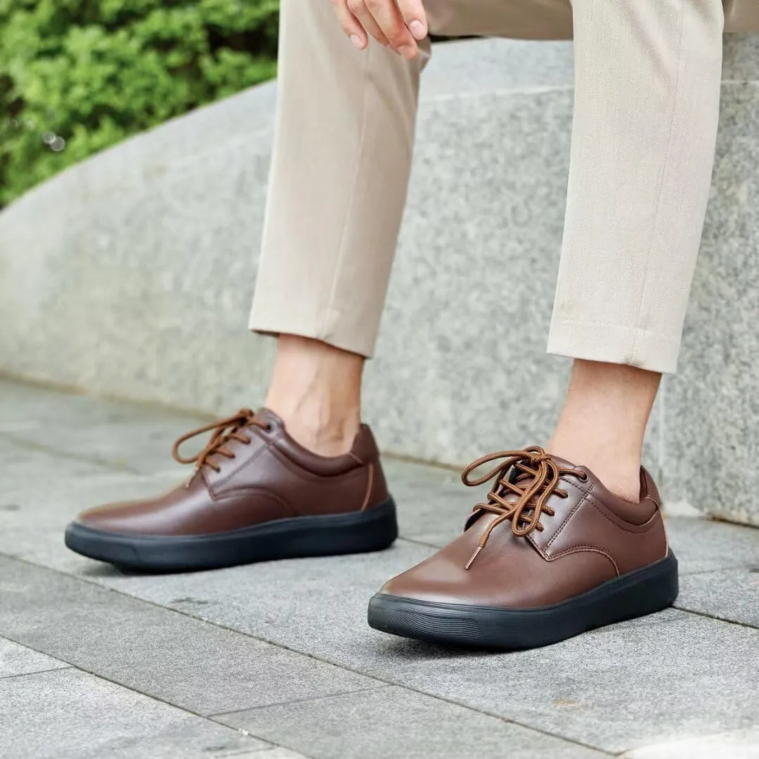 OrthoComfoot Men's Orthopedic Leather Dress Walking Shoes: Comfortable Plantar Fasciitis Sneakers with Arch Support for, Orthotic Casual Business Work Shoes for Foot and Heel Pain Relief