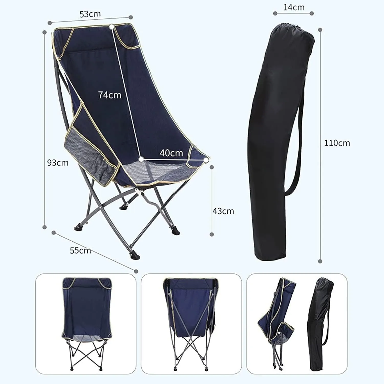 Outdoor Chair Folding Camping Chair Ultralight Folding Camping Chair with Backrest Leisure Beach Seat with Mesh External Hanging Bag Portable Backpack Chair Camping Chair Foldable Chair