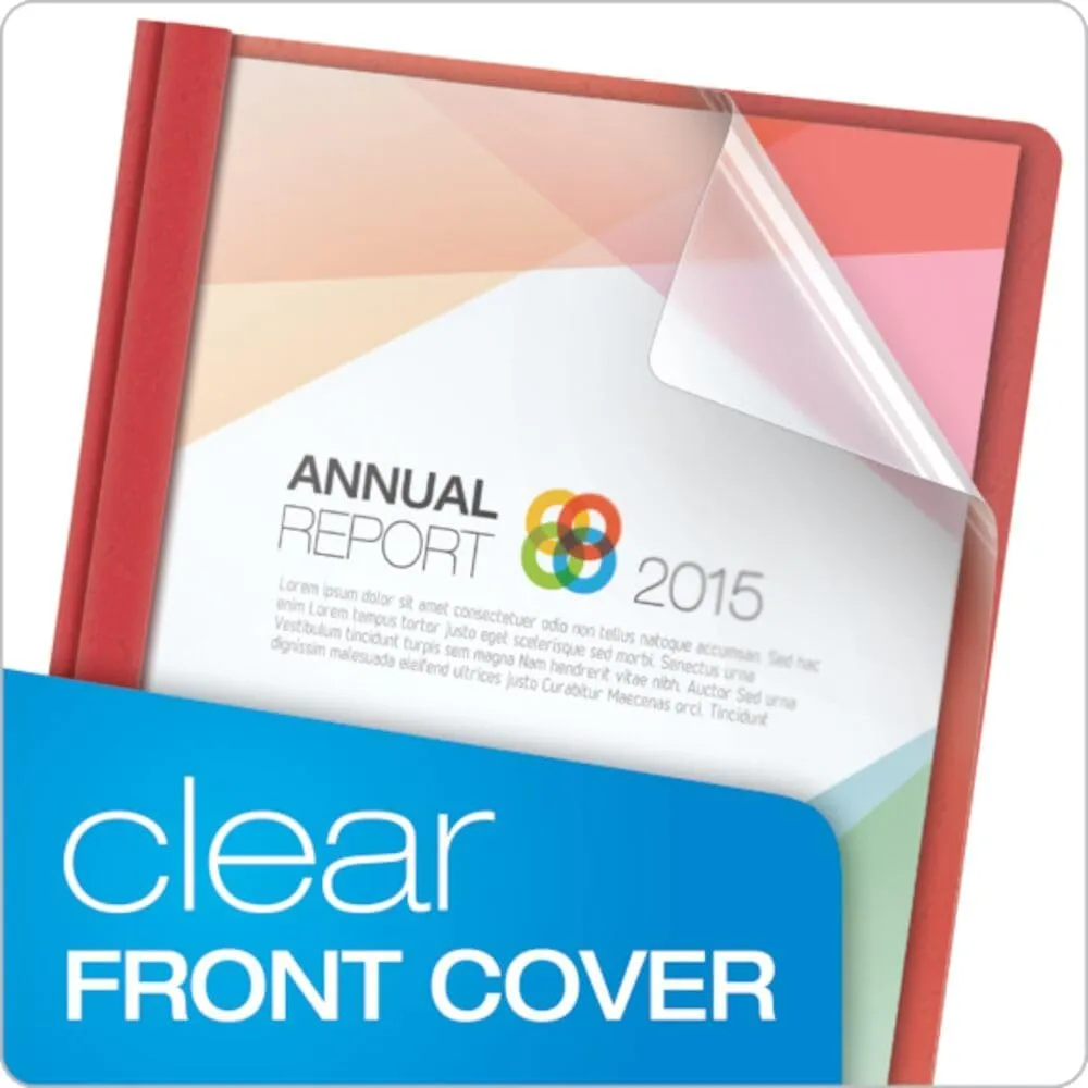 Oxford Clear Front Report Covers, Red, Letter Size, 25 per box (55811EE)