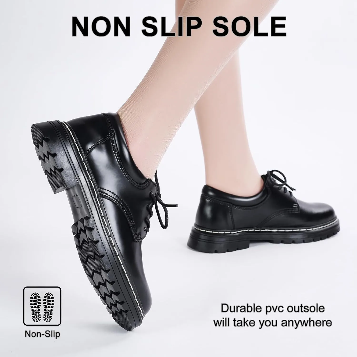 Oxford Shoes for Women Lace Up Slip Resistant Leather Casual Comfort Business Work Office Dress Shoes