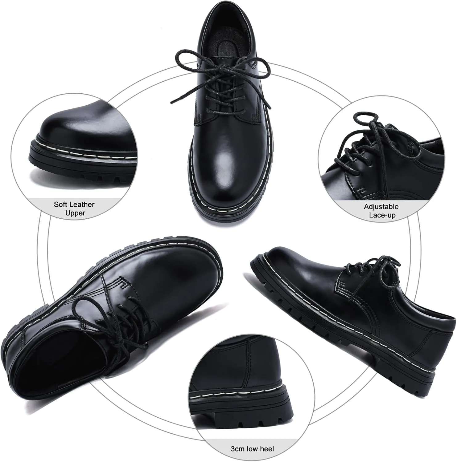 Oxford Shoes for Women Lace Up Slip Resistant Leather Casual Comfort Business Work Office Dress Shoes