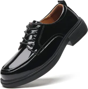 Oxford Shoes for Women Womens Oxford Shoes Lace-Up Round Toe Leather Flat Non-Slip Fashion Classic Business Casual Comfortable Dressy Office Work Ladies Shoes