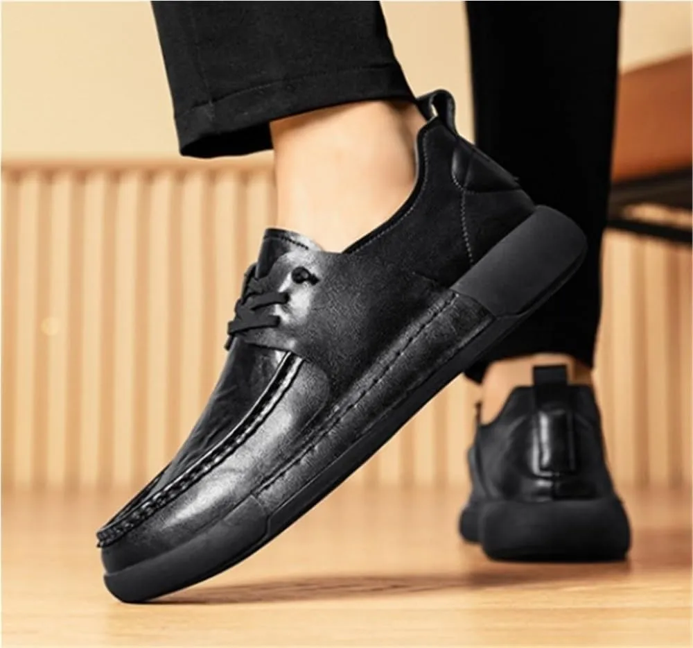 Oxfords Classic Casual Shoes Patent Leather Lace Up Platform Heightening Slip Resistant Low Top Work Office Business Shoes