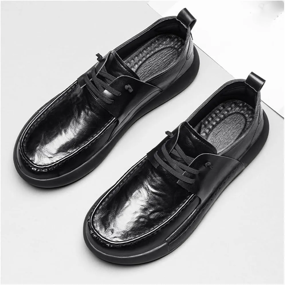 Oxfords Classic Casual Shoes Patent Leather Lace Up Platform Heightening Slip Resistant Low Top Work Office Business Shoes