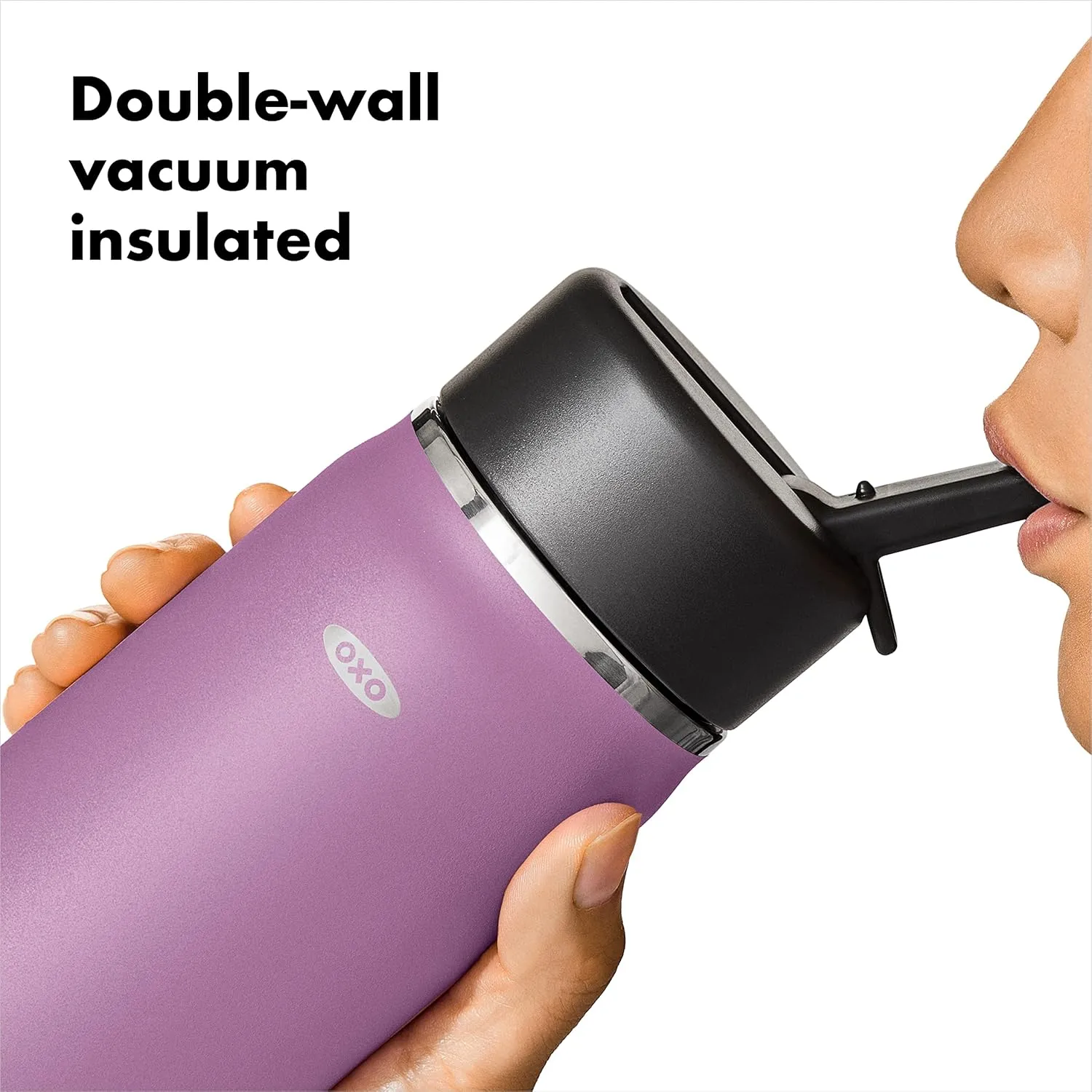 OXO Strive 16oz Wide Mouth Water Bottle with Straw Lid - Amethyst
