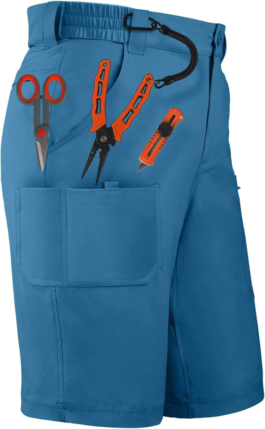 Palmyth Men's Fishing Short Quick Dry 10.5” Sun Protection UV UPF 50  Cargo Shorts Water Resistant for Saltwater Freshwater