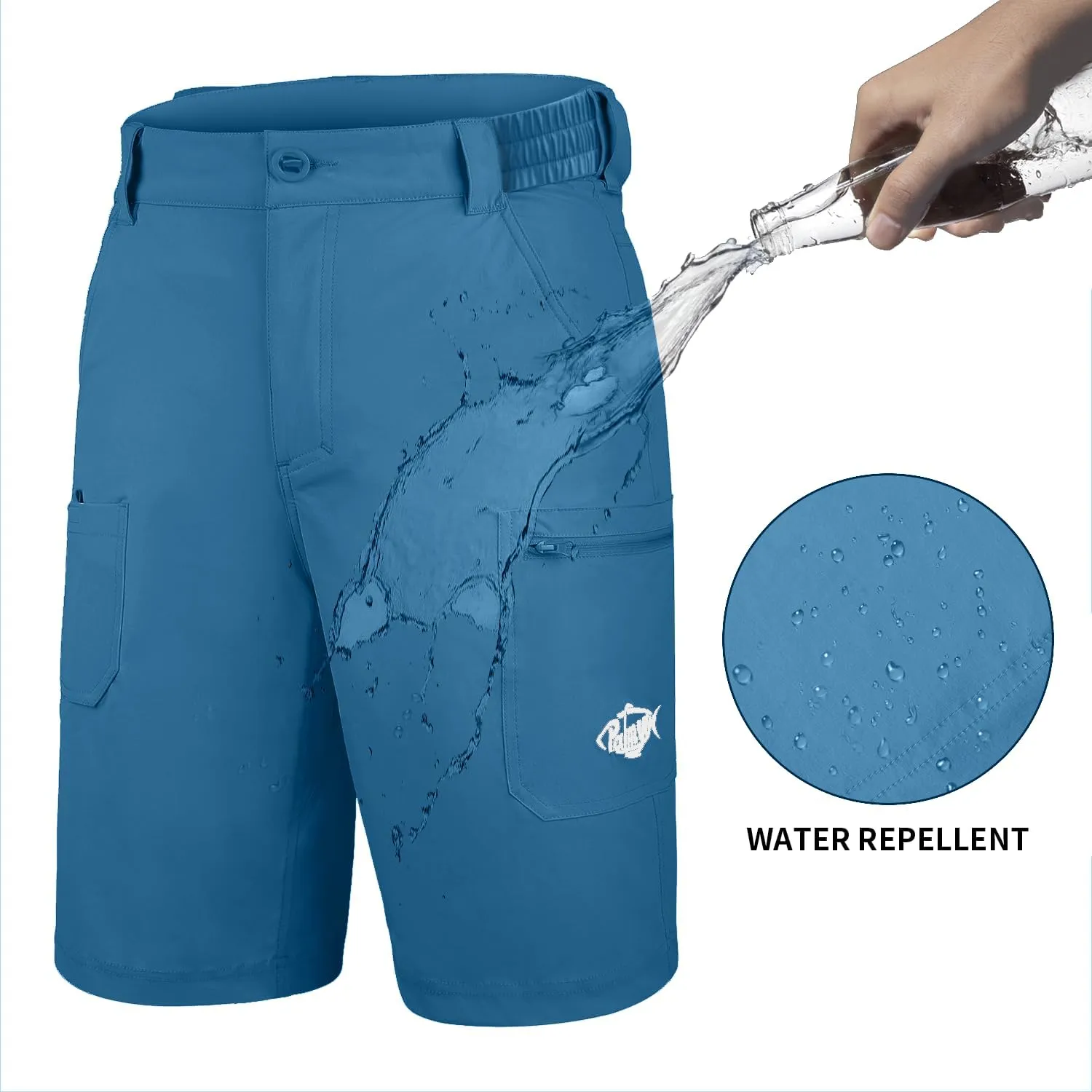 Palmyth Men's Fishing Short Quick Dry 10.5” Sun Protection UV UPF 50  Cargo Shorts Water Resistant for Saltwater Freshwater