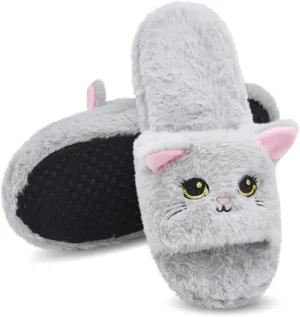 Panda Bros Slides Slippers, Soft Plush Cozy Open Toe Indoor Outdoor Fuzzy Slippers Gifts For Girls Women Girlfriend