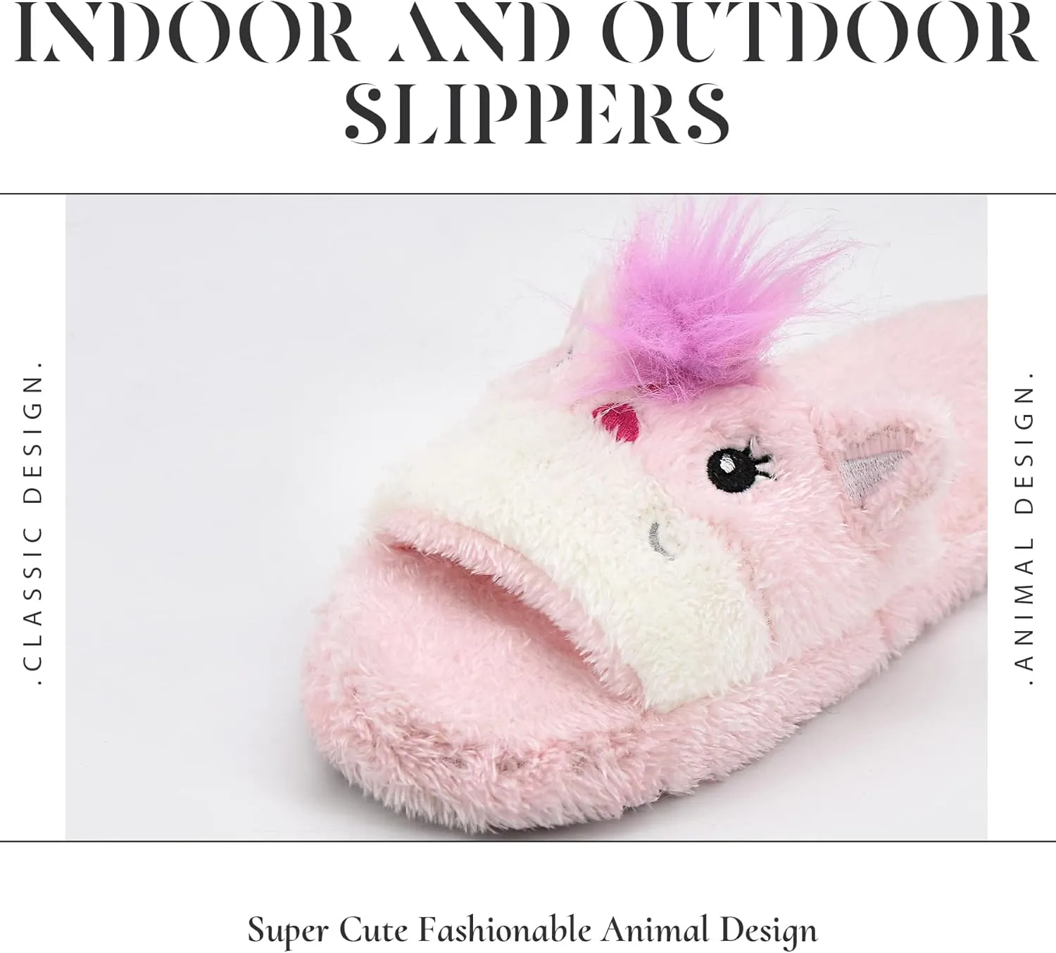 Panda Bros Slides Slippers, Soft Plush Cozy Open Toe Indoor Outdoor Fuzzy Slippers Gifts For Girls Women Girlfriend