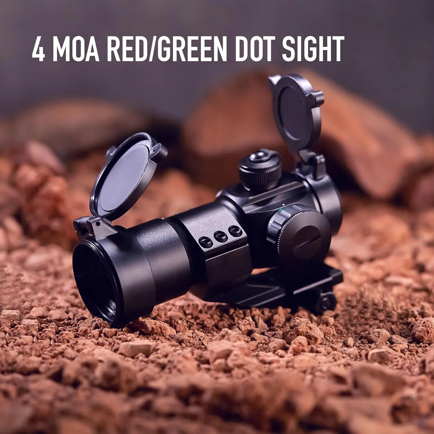 Pinty 1x30 4 MOA Red Green Dot Tactical Reflex Sight with Picatinny Cantilever Mount Black, Khaki