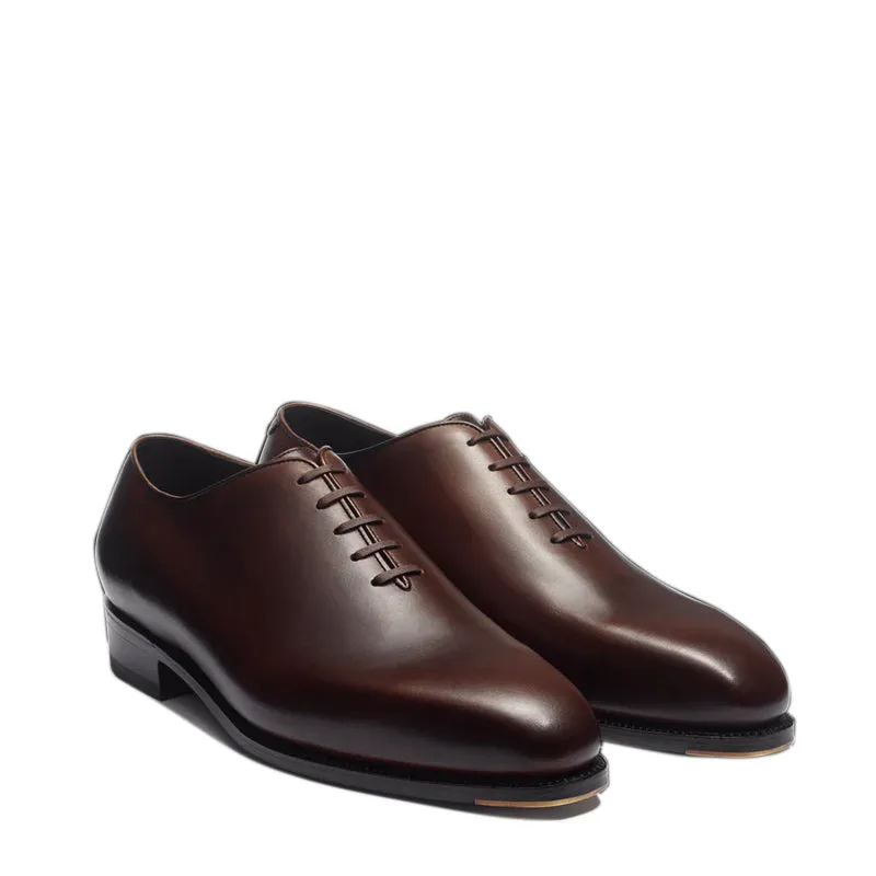 Plain Polished Leather Wholecut Oxford Shoes